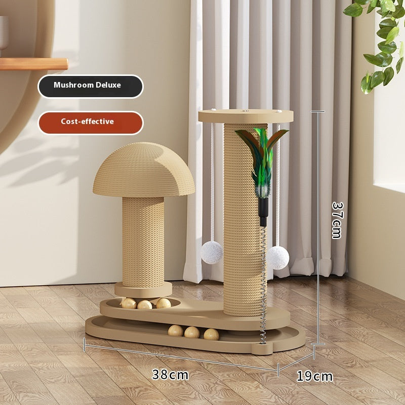 Solid Wood Cat Scratching Post Toy