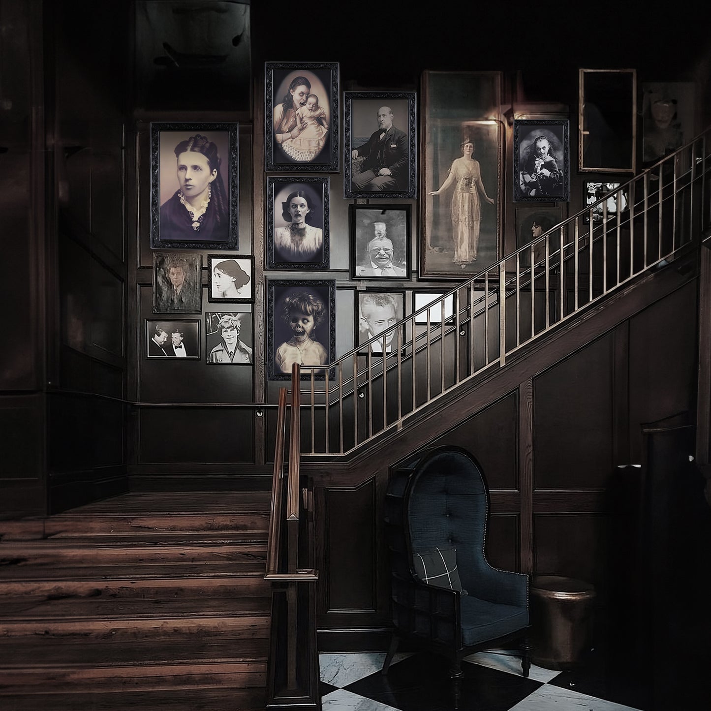 Halloween 3D Changing Face Moving Portrait Frame – Haunted House & Party Horror Decoration