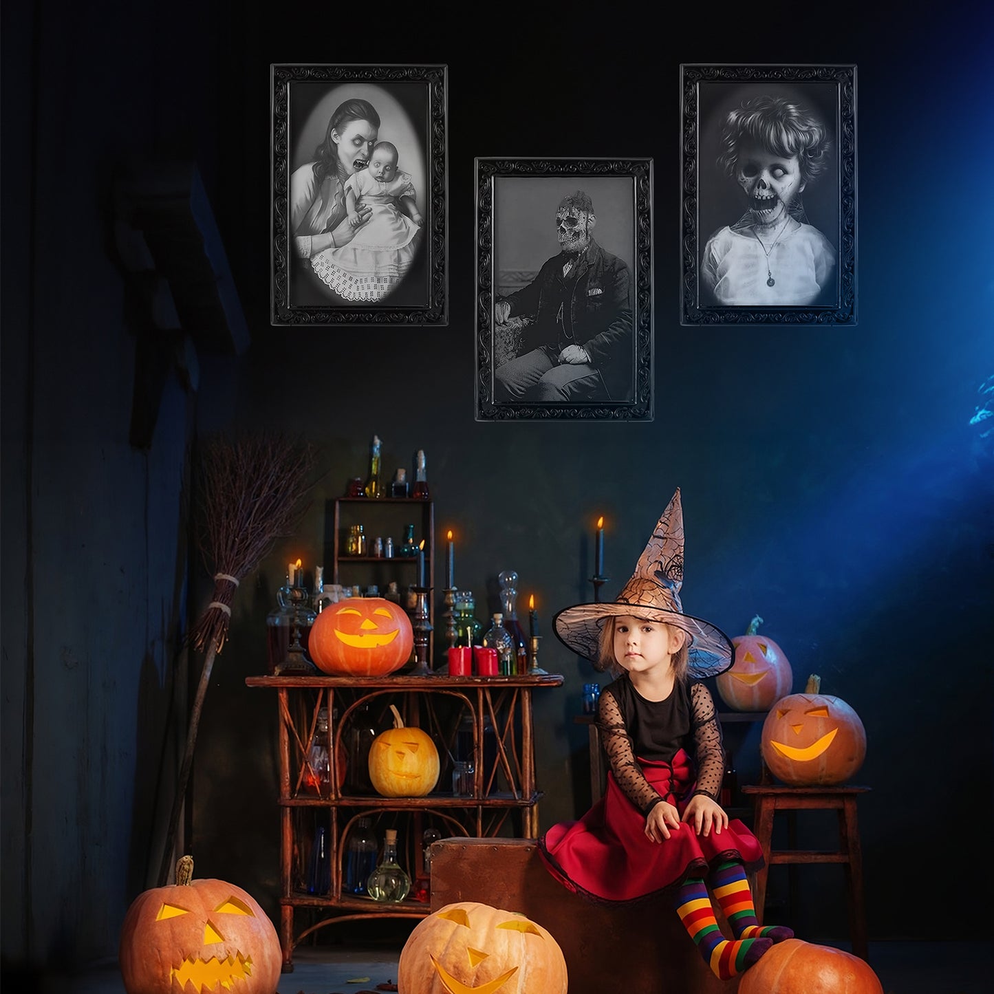 Halloween 3D Changing Face Moving Portrait Frame – Haunted House & Party Horror Decoration