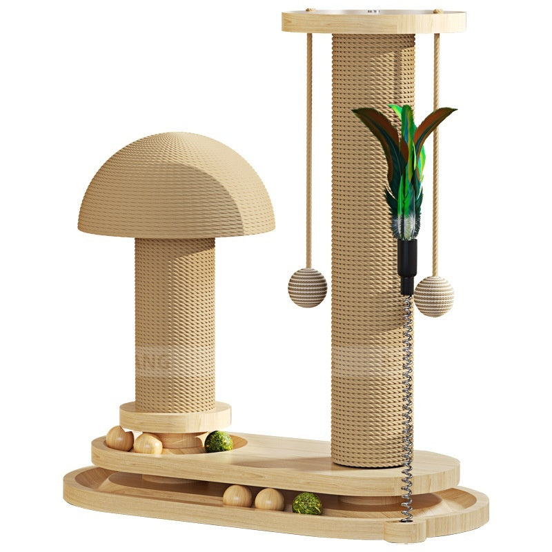 Solid Wood Cat Scratching Post Toy