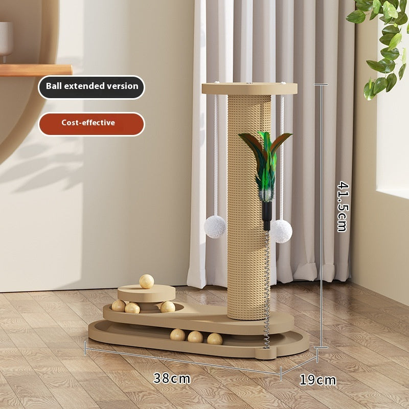 Solid Wood Cat Scratching Post Toy