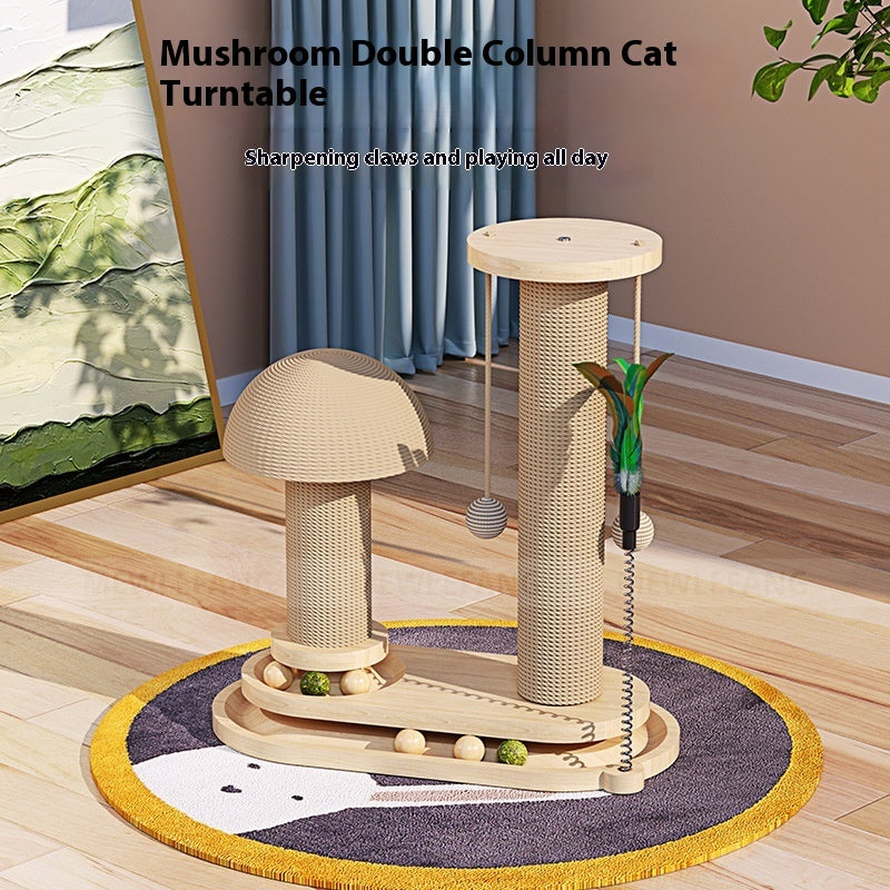 Solid Wood Cat Scratching Post Toy