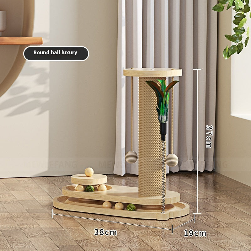 Solid Wood Cat Scratching Post Toy