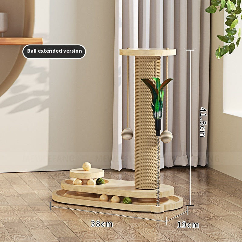 Solid Wood Cat Scratching Post Toy