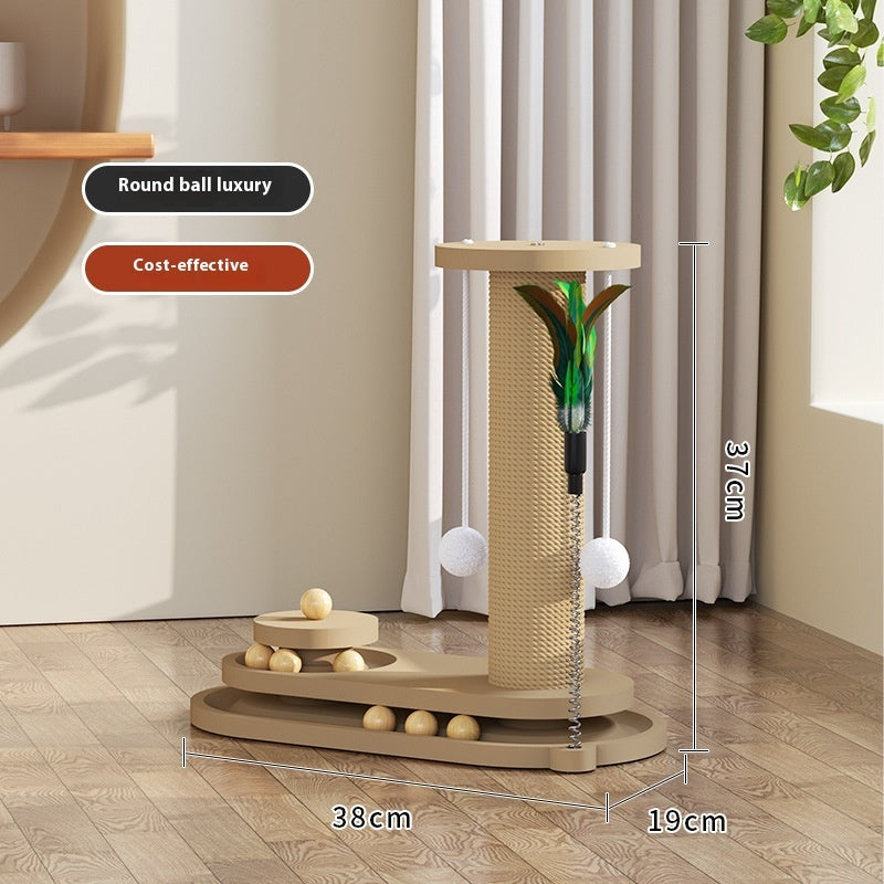 Solid Wood Cat Scratching Post Toy