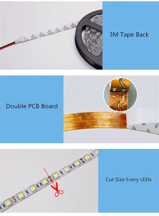 LED Night Light Strip DC5V USB Cable (50cm – 5m) | SMD 3528 LED Light for TV, PC & Laptop