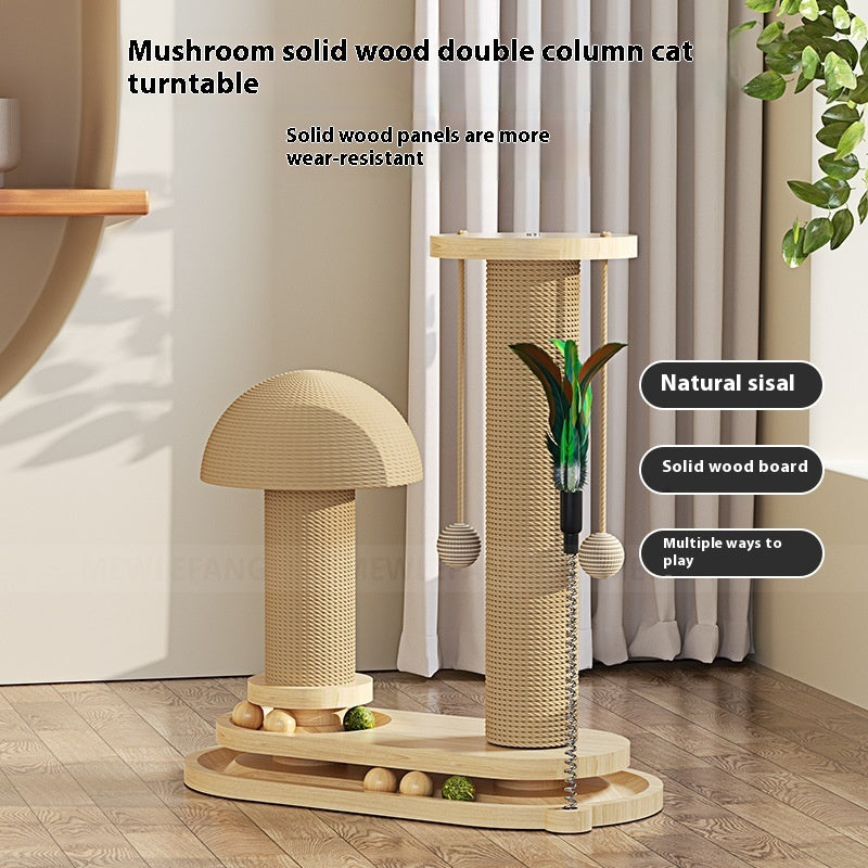Solid Wood Cat Scratching Post Toy