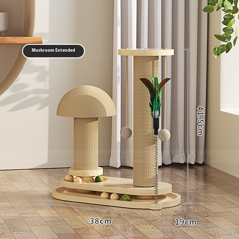 Solid Wood Cat Scratching Post Toy