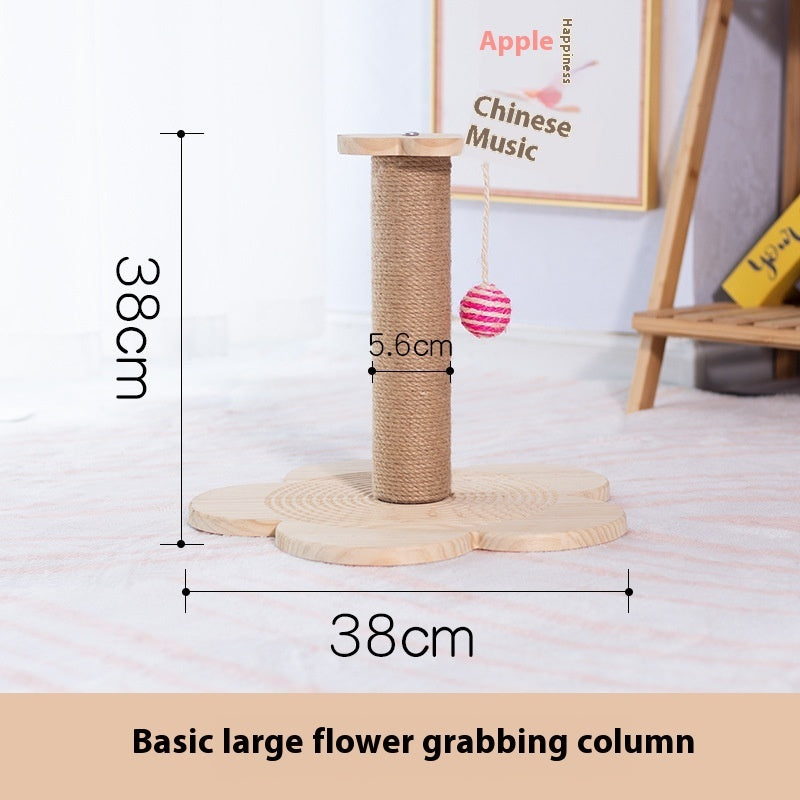 Solid Wood Cat Scratching Post Toy
