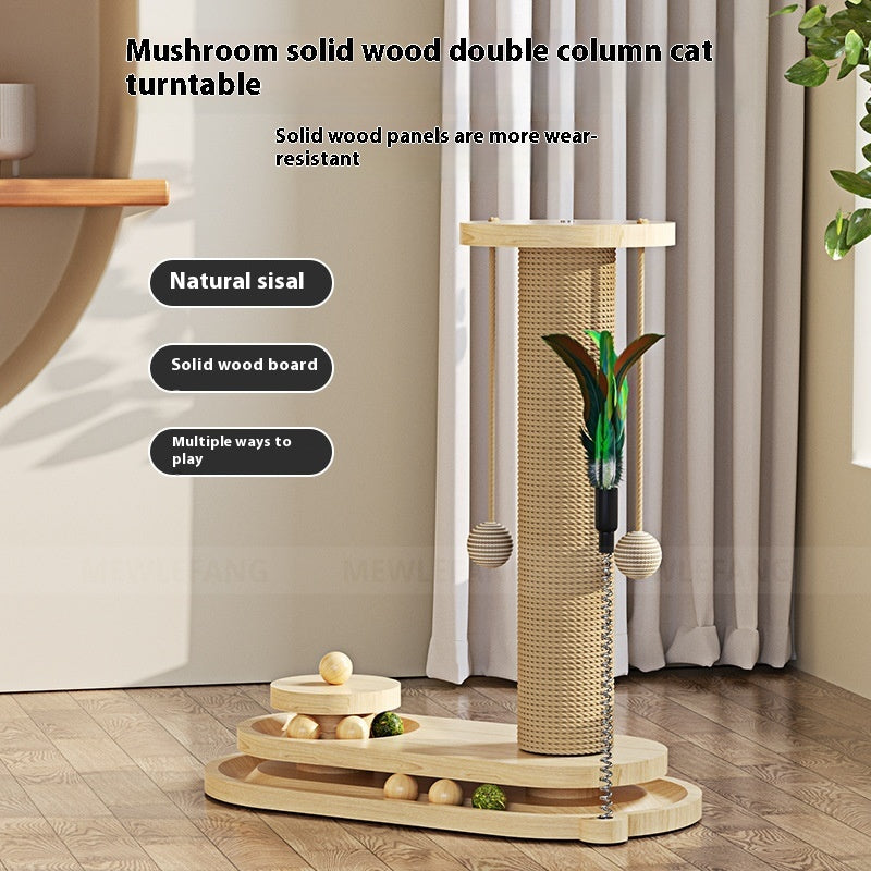 Solid Wood Cat Scratching Post Toy