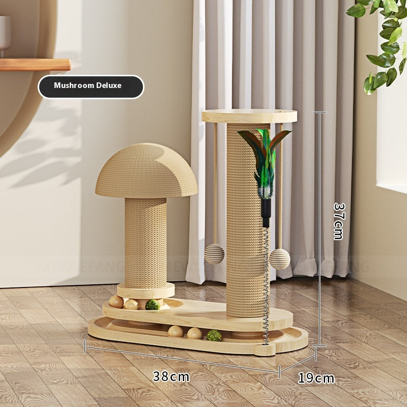 Solid Wood Cat Scratching Post Toy